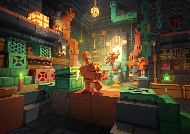 Minecraft server scene at sunset
